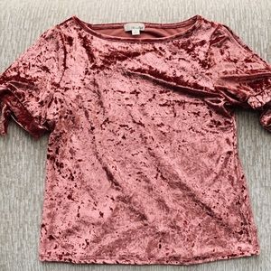 PINK VELVET TOP WITH TIES